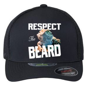 Respect The Beard Reptile Lizard Gift Flexfit Unipanel Trucker Cap