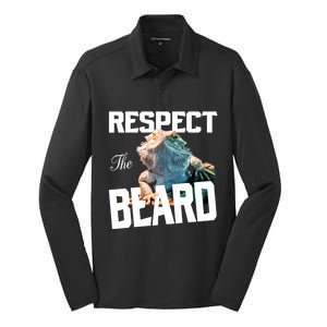 Respect The Beard Reptile Lizard Gift Silk Touch Performance Long Sleeve Polo