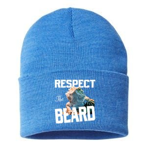 Respect The Beard Reptile Lizard Gift Sustainable Knit Beanie