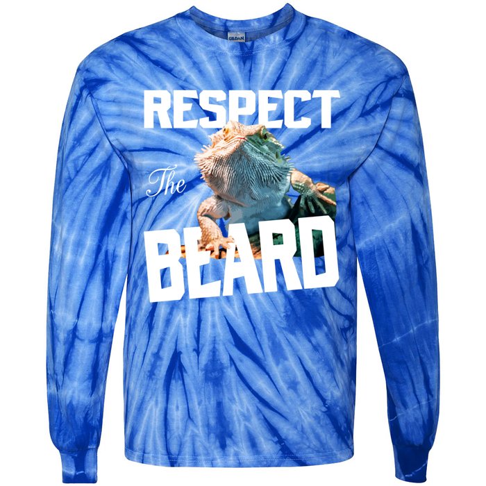 Respect The Beard Reptile Lizard Gift Tie-Dye Long Sleeve Shirt