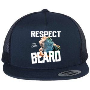 Respect The Beard Reptile Lizard Gift Flat Bill Trucker Hat