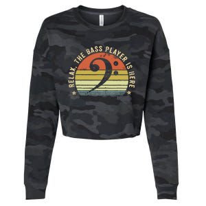 Relax The Bass Player Is Here Bassist Gifts Music Guitar Cropped Pullover Crew