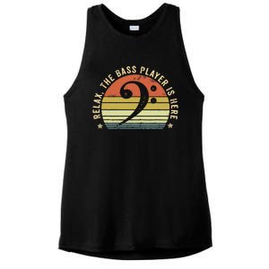 Relax The Bass Player Is Here Bassist Gifts Music Guitar Ladies PosiCharge Tri-Blend Wicking Tank