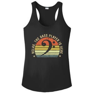 Relax The Bass Player Is Here Bassist Gifts Music Guitar Ladies PosiCharge Competitor Racerback Tank