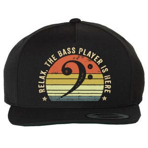 Relax The Bass Player Is Here Bassist Gifts Music Guitar Wool Snapback Cap