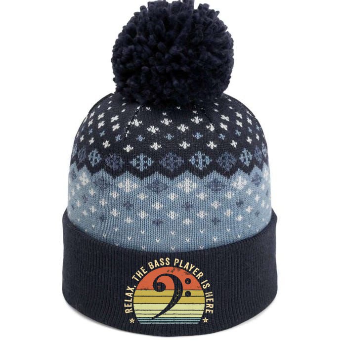 Relax The Bass Player Is Here Bassist Gifts Music Guitar The Baniff Cuffed Pom Beanie