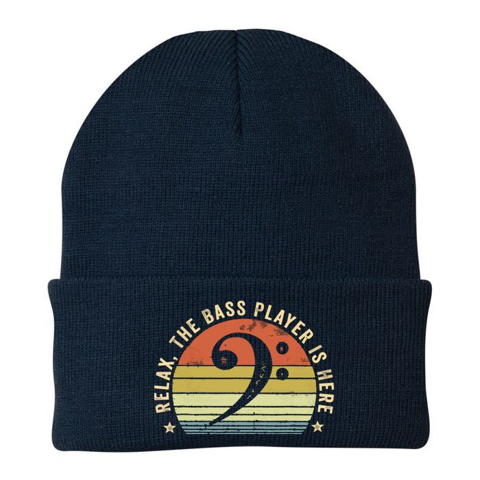 Relax The Bass Player Is Here Bassist Gifts Music Guitar Knit Cap Winter Beanie