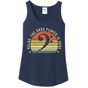 Relax The Bass Player Is Here Bassist Gifts Music Guitar Ladies Essential Tank