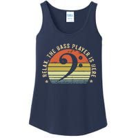 Relax The Bass Player Is Here Bassist Gifts Music Guitar Ladies Essential Tank