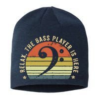 Relax The Bass Player Is Here Bassist Gifts Music Guitar Sustainable Beanie