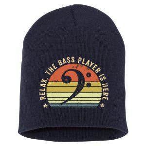 Relax The Bass Player Is Here Bassist Gifts Music Guitar Short Acrylic Beanie