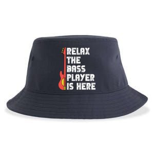 Relax The Bass Player Is Here Funny Music Bassist Guitar Sustainable Bucket Hat