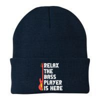 Relax The Bass Player Is Here Funny Music Bassist Guitar Knit Cap Winter Beanie