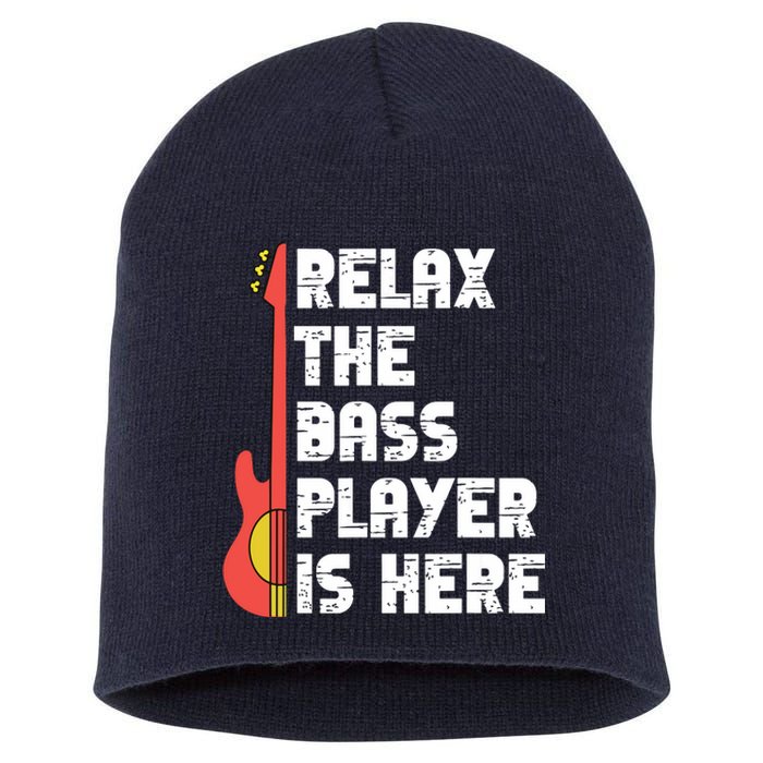 Relax The Bass Player Is Here Funny Music Bassist Guitar Short Acrylic Beanie