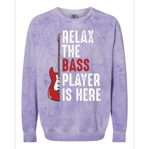 Relax The Bass Player Is Here Guitarist Instrument Strings Colorblast Crewneck Sweatshirt