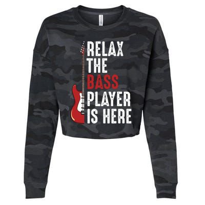 Relax The Bass Player Is Here Guitarist Instrument Strings Cropped Pullover Crew