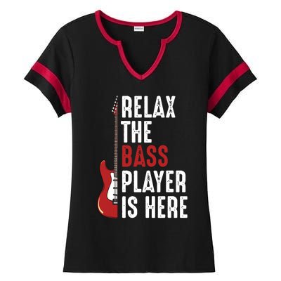 Relax The Bass Player Is Here Guitarist Instrument Strings Ladies Halftime Notch Neck Tee