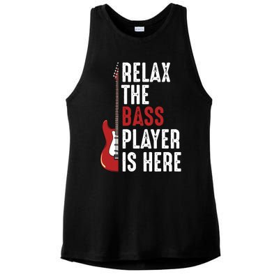 Relax The Bass Player Is Here Guitarist Instrument Strings Ladies PosiCharge Tri-Blend Wicking Tank