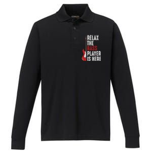 Relax The Bass Player Is Here Guitarist Instrument Strings Performance Long Sleeve Polo