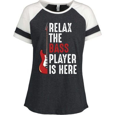 Relax The Bass Player Is Here Guitarist Instrument Strings Enza Ladies Jersey Colorblock Tee