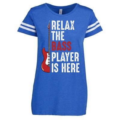 Relax The Bass Player Is Here Guitarist Instrument Strings Enza Ladies Jersey Football T-Shirt