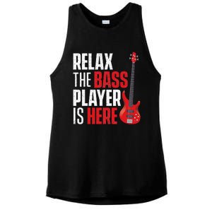 Relax The Bass Player Is Here Bassist Gifts Music Guitar Ladies PosiCharge Tri-Blend Wicking Tank