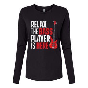 Relax The Bass Player Is Here Bassist Gifts Music Guitar Womens Cotton Relaxed Long Sleeve T-Shirt