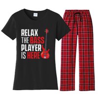 Relax The Bass Player Is Here Bassist Gifts Music Guitar Women's Flannel Pajama Set