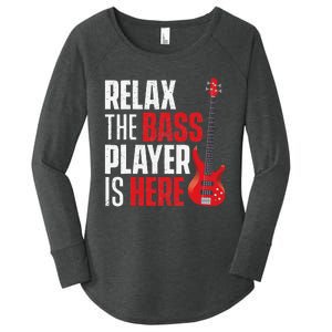 Relax The Bass Player Is Here Bassist Gifts Music Guitar Women's Perfect Tri Tunic Long Sleeve Shirt