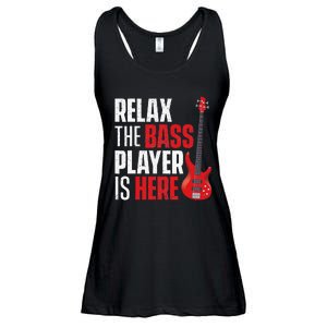 Relax The Bass Player Is Here Bassist Gifts Music Guitar Ladies Essential Flowy Tank