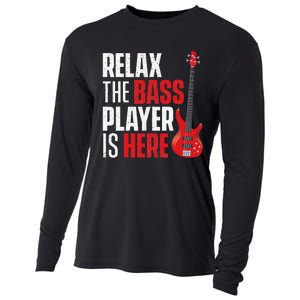 Relax The Bass Player Is Here Bassist Gifts Music Guitar Cooling Performance Long Sleeve Crew