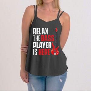 Relax The Bass Player Is Here Bassist Gifts Music Guitar Women's Strappy Tank