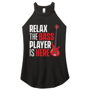 Relax The Bass Player Is Here Bassist Gifts Music Guitar Women's Perfect Tri Rocker Tank