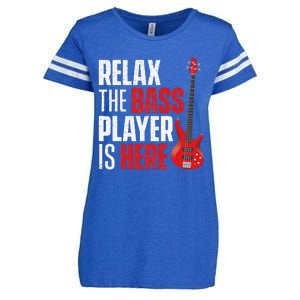 Relax The Bass Player Is Here Bassist Gifts Music Guitar Enza Ladies Jersey Football T-Shirt