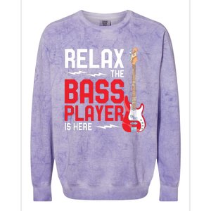 Relax The Bass Player Is Here Funny Music Bassist Guitar Colorblast Crewneck Sweatshirt