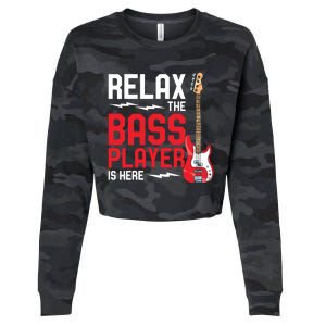 Relax The Bass Player Is Here Funny Music Bassist Guitar Cropped Pullover Crew