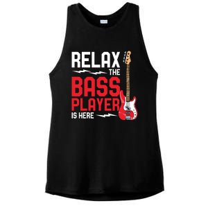 Relax The Bass Player Is Here Funny Music Bassist Guitar Ladies PosiCharge Tri-Blend Wicking Tank