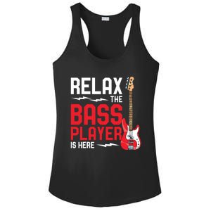 Relax The Bass Player Is Here Funny Music Bassist Guitar Ladies PosiCharge Competitor Racerback Tank