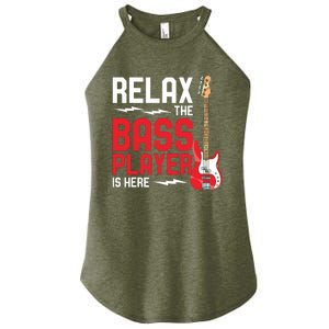 Relax The Bass Player Is Here Funny Music Bassist Guitar Women's Perfect Tri Rocker Tank