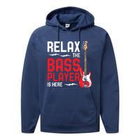 Relax The Bass Player Is Here Funny Music Bassist Guitar Performance Fleece Hoodie