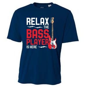 Relax The Bass Player Is Here Funny Music Bassist Guitar Cooling Performance Crew T-Shirt