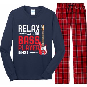 Relax The Bass Player Is Here Funny Music Bassist Guitar Long Sleeve Pajama Set