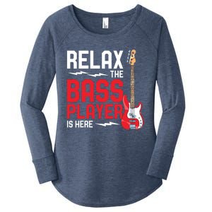 Relax The Bass Player Is Here Funny Music Bassist Guitar Women's Perfect Tri Tunic Long Sleeve Shirt