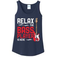 Relax The Bass Player Is Here Funny Music Bassist Guitar Ladies Essential Tank