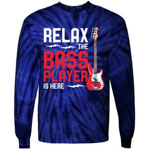 Relax The Bass Player Is Here Funny Music Bassist Guitar Tie-Dye Long Sleeve Shirt