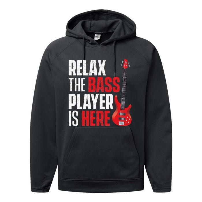 Relax The Bass Player Is Here Bassist Guitarist Musician Performance Fleece Hoodie