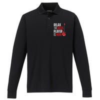 Relax The Bass Player Is Here Bassist Guitarist Musician Performance Long Sleeve Polo