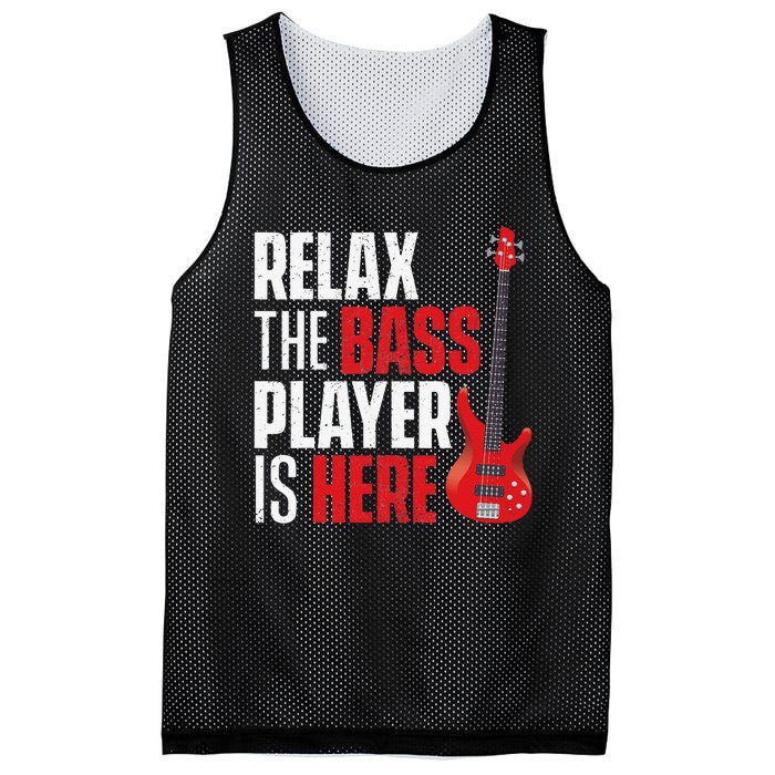 Relax The Bass Player Is Here Bassist Guitarist Musician Mesh Reversible Basketball Jersey Tank