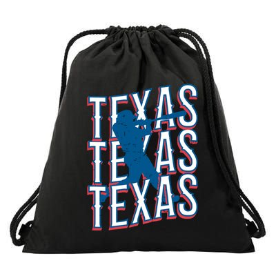 Retro Texas Baseball Drawstring Bag