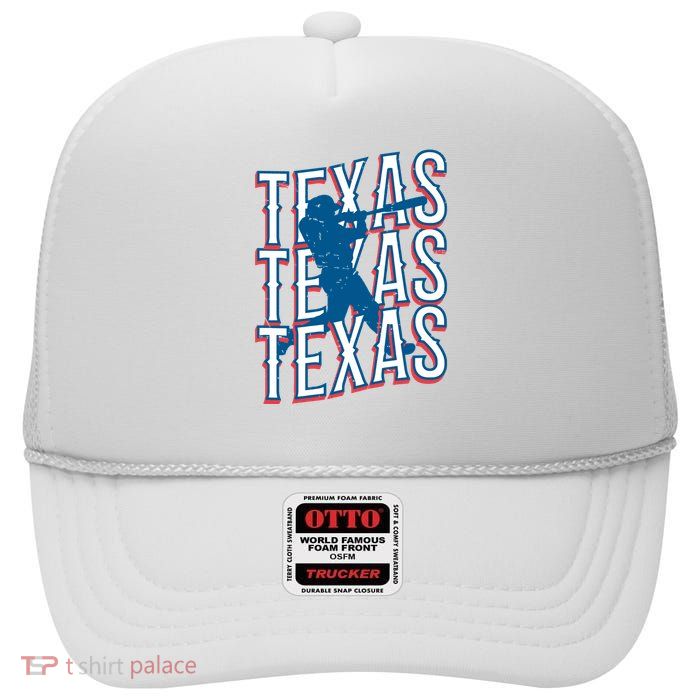 Retro Texas Baseball High Crown Mesh Back Trucker Hat